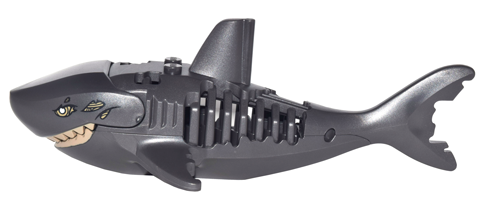 Lego Shark with Bones and Gills with White Eyes, Dark Tan Sinews and Teeth Ghost / Zombie Pattern