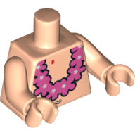 Lego Torso Bare Chest with Belly Button (Navel) and Pink Lei Print, Light Nougat Arms and Hands / Light Nougat