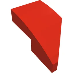 Brick Wedged, Curved 2 x 1 with Stud Notch Left / Red
