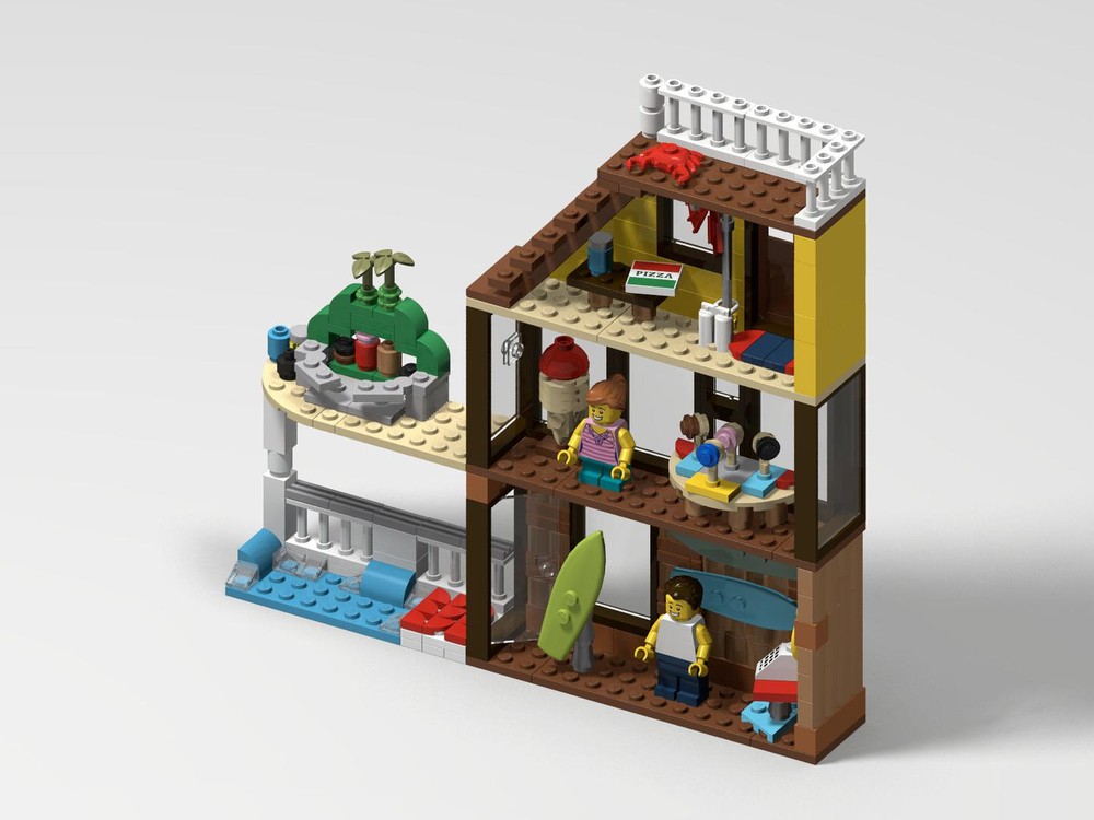 Lego Surfer Beach House in a Photo Frame (Alt Build)