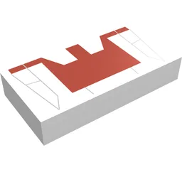 Tile 1 x 2 with Dark Red Jedi Starfighter Print / White