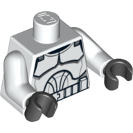 Lego Torso Clone Trooper Armour Print, White Arms, Black Hands / White