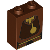 Lego Brick 1 x 2 x 2 with Inside Stud Holder with Clock Pendulum print / Reddish Brown