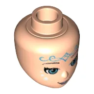 Minidoll Head, Medium Azure Eyes and Elven Tattoo Print [Naida] / Light Nougat