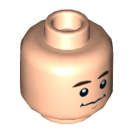 Lego Minifig Head Chandler, Dark Brown Eyebrows, Neutral / Confused Print / Light Nougat