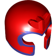 Lego Helmet with Front Prongs and Wide Dark Purple Print (Magneto) / Red