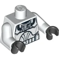 Torso, Clone Pilot Armour Flight Suit Print, White Arms, Black Hands / White