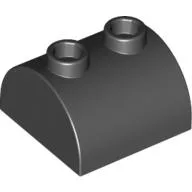Brick Curved 2 x 2, Two Top Studs / Black