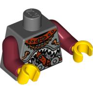 Lego Torso Armour with Leather Collar and 3 Waist Rondels Print, Dark Red Arms, Yellow Hands / Dark Bluish Gray