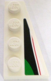 Lego Wedge, Plate 4 x 2 Right with Red, Black and Small Green Pattern (Sticker) - Set 8898