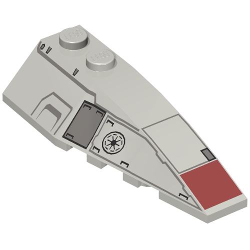 Lego Brick Wedged, Curved 6 x 2 Right with Mini AT-TE Print / Light Bluish Gray