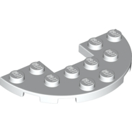 Lego Plate Round Half 3 x 6 with 1 x 2 Cutout / White