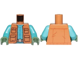Torso SW Vest with Pockets and Medium Blue Creased Shirt with Gray Belt Pattern / Medium Azure Arms / Sand Green Hands