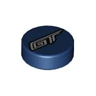 Tile Round 1 x 1 with 'GT' Print / Dark Blue