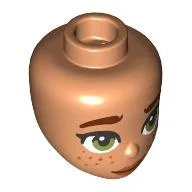 Minidoll Head, Reddish Brown Eyebrows, Olive Green Eyes, Peach Lips, Closed Mouth, Freckles / Nougat