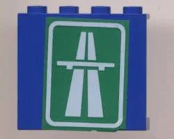 Panel 1 x 4 x 3 with White Highway, Overpass and Rounded Rectangle on Green Background Pattern (Sticker) - Set 6653
