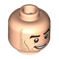 Lego Minifig Head Peter Parker, Dark Brown Eyebrows, Stubble Bears, Lopsided Smile/Confused / Light Nougat