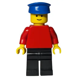 Man, Plain Red Torso, Black Legs, Blue Hat
