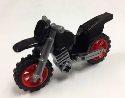 Motorcycle Dirt Bike with Flat Silver Chassis (Long Fairing Mounts) and Red Wheels