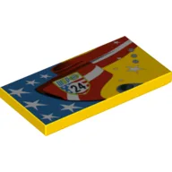 Tile 2 x 4 with Stars and Stripes, 'WGP 24' Print Model Left Side / Yellow