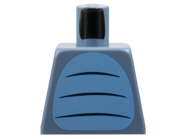 Lego Torso Bright Light Blue Stomach with 3 Dark Blue Curved Lines Pattern