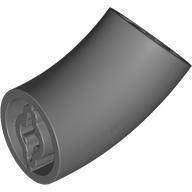 Lego Brick Round 2 x 2 D. Tube with 45° Elbow and Axle Holes (Crossholes) at Each End [LONG] / Dark Bluish Gray