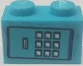 Brick 1 x 2 with Keypad Pattern (Sticker) - Set 75824 / Medium Azure