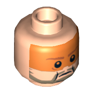 Lego Minifig Head Jek Porkins, Dark Tan Beard and Eyebrows, Orange Visor Print [Blocked Open Stud] / Light Nougat