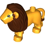 Duplo Animal Lion Adult Male, Reddish Brown Mane, Rounded Eyes Print / Bright Light Orange