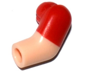 Lego Arm, Left with Molded Red Short Sleeve  Pattern / Light Nougat