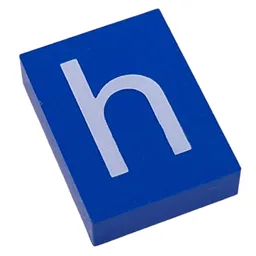 Modulex Tile 3 x 4 with White 'h' Print, without Internal Supports / Modulex Tile Blue