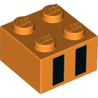Brick 2 x 2 with Two Black Rectangles Print / Orange