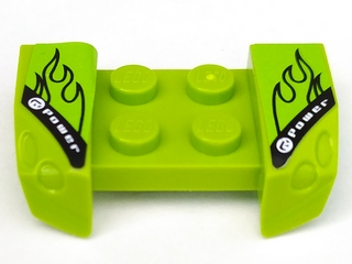 Lego Vehicle, Mudguard 2 x 4 with Headlights Overhang with 'Power' Flames Pattern on Both Sides (Stickers) - Set 8192