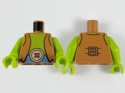 Torso Vest, Lime Chest, Medium Blue Belt with Large Tan Button Buckle Pattern / Lime Arms / Lime Hands
