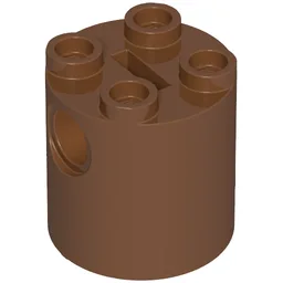 Brick Round 2 x 2 x 2 Robot Body, Axle Holder '+' Orientation / Reddish Brown