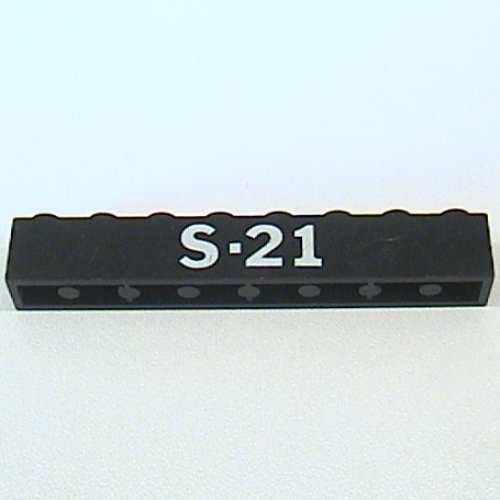 Lego Brick 1 x 8 with Bottom Tubes and 3 Lowered Cross Supports with White "S-21" Print