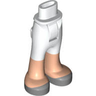 Lego Minidoll Hips and Trousers with Back Pockets with Light Nougat Legs, Silver Shoes / White