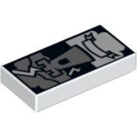 Lego Tile 1 x 2 with Tarot Tower Card Print / White