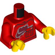 Lego Torso, Pocket, Dark Red LEGO Brick, Nike Logo print, Red Arms, Yellow Hands / Red