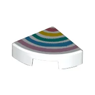 Tile Round 1 x 1 Quarter with Rainbow Print / White