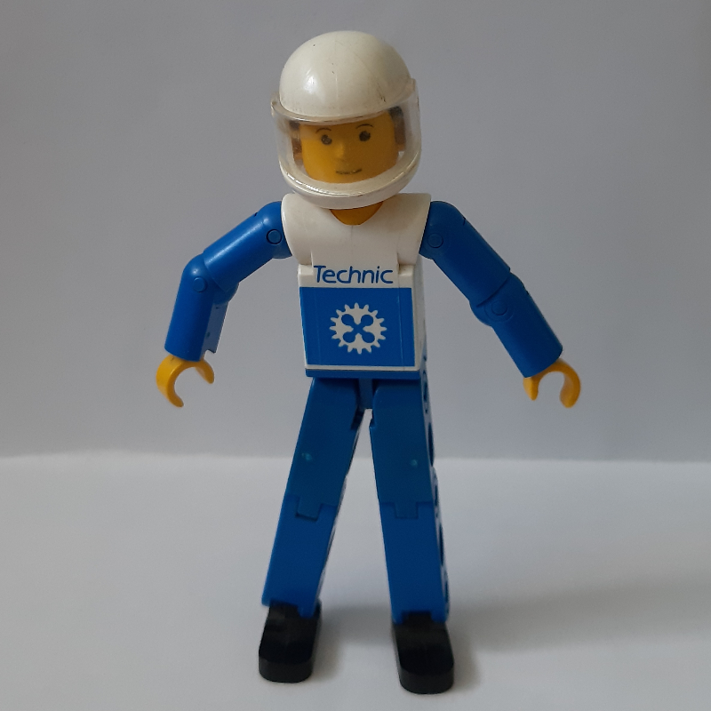 Lego Technic Figure Blue Legs, White Top with Blue Arms, White Helmet