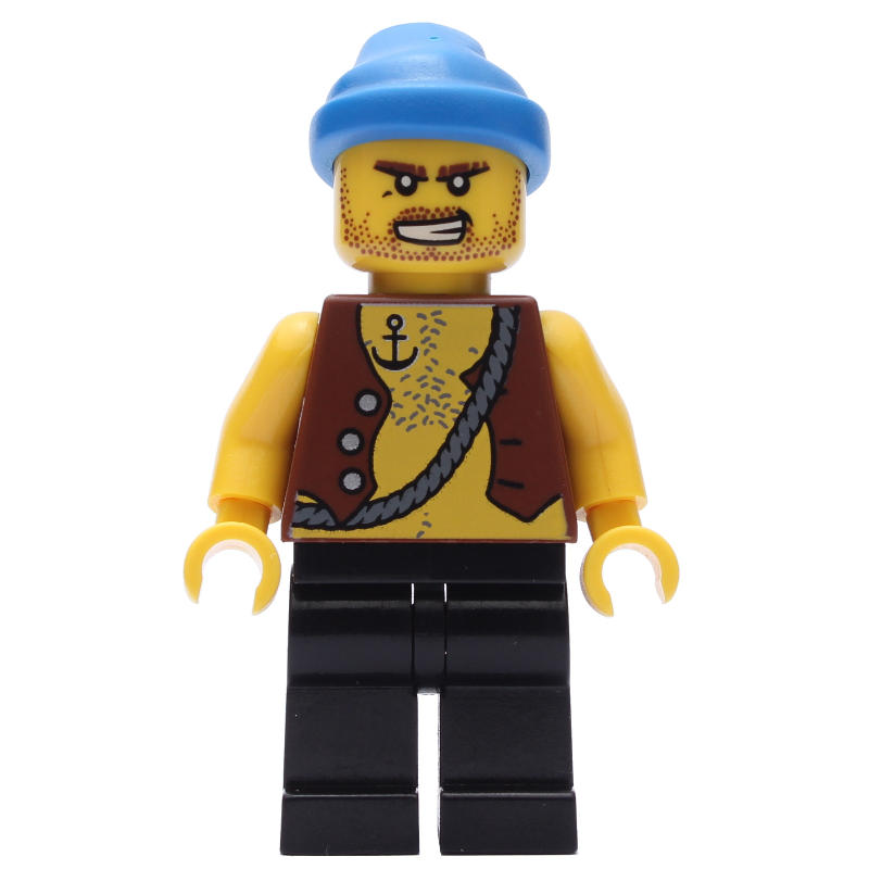 Lego Pirate - Anchor Tattoo, Black Legs, Blue Bandana