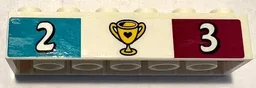 Brick 2 x 6 with White Number 2 on Medium Azure Background, Yellow Trophy with Heart, and Number 3 on Magenta Background Pattern (Sticker) - Set 41372