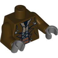 Lego Torso Jacket with Silver Buttons and Ammo Belt Print (Cad Bane), Dark Brown Arms, Dark Bluish Gray Hands / Dark Brown