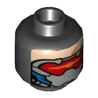 Minifig Head Soldier: 76, Grey Mask, Red Visor Print [Hollow Stud] / Black