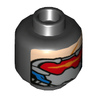 Lego Minifig Head Soldier: 76, Grey Mask, Red Visor Print [Hollow Stud] / Black