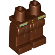 Lego Hips and Reddish Brown Legs with Black Pockets and Pleats, 2 Gold Buttons, Sand Green and Gold Shirt Tails Print / Reddish Brown