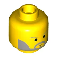 Minifig Head Light Bluish Grey Beard (Obi-Wan Kenobi) / Yellow