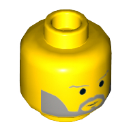 Lego Minifig Head Light Bluish Grey Beard (Obi-Wan Kenobi) / Yellow