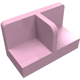 Panel 1 x 2 x 1 with Rounded Corners and Central Divider / Bright Pink